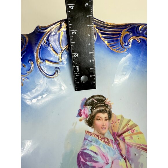 JPF Germany Japanese Geisha Bowl Decorative Porcelain Cobalt Blue Gold Gilt Home - Picture 10 of 15